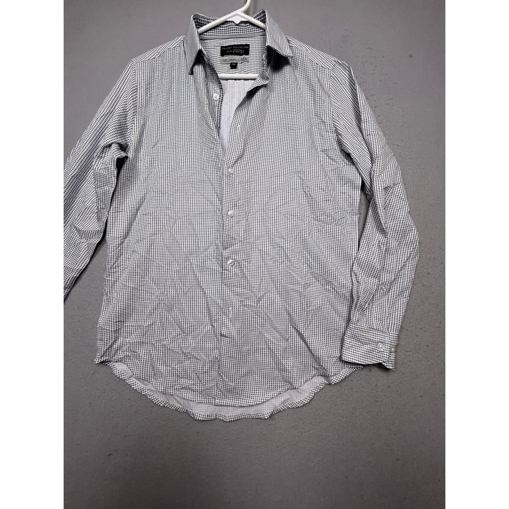 Report Collection Shirt Polyester Spandex Geometric White Navy Small Mens
